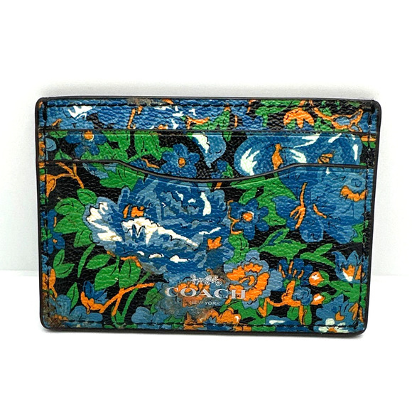 Coach Accessories - COACH Blue / Green Rose Meadow Floral Print Card Holder